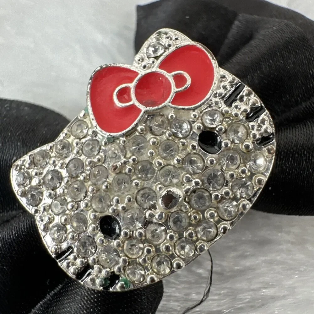 Hello Kitty Sanrio Studded Black Bow‎ Clips Set of 2